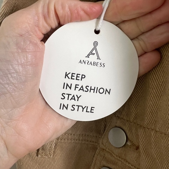 NEW Anrabess Small 4/6 Khaki Denim Overalls Cross Back Design Pockets Casual - Picture 11 of 14